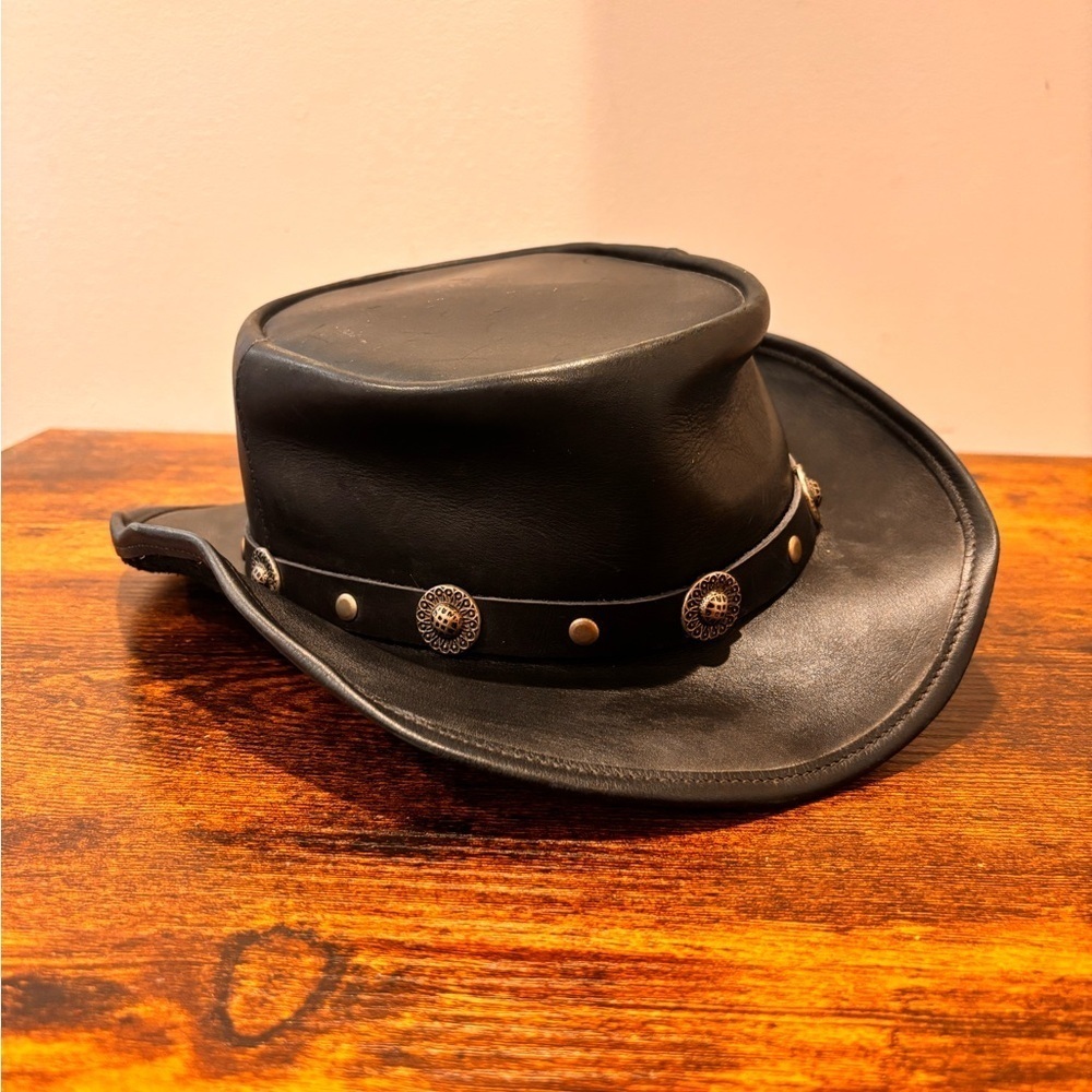 Black Leather Hat - Picture 10 of 11